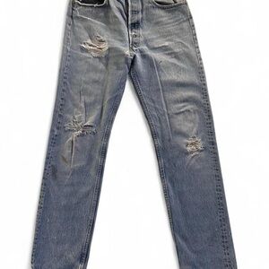 Levi's Light Blue Distressed Straight Jeans